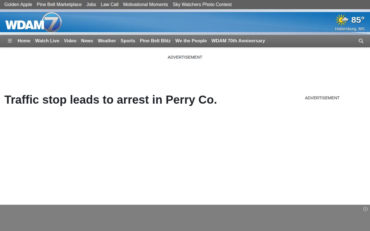 Perry County booking photo source research, WDAM article with Perry County Sheriff’s Office photo attribution